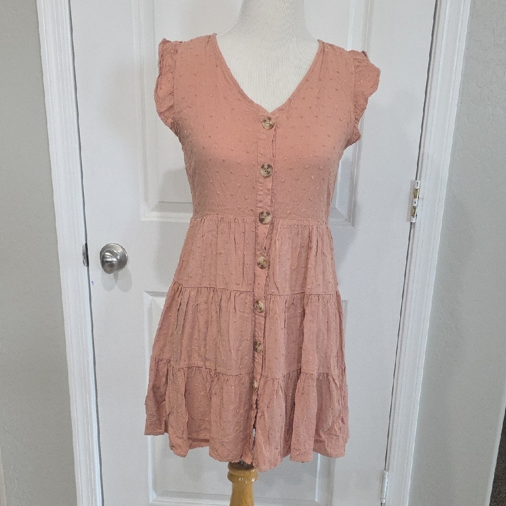 Chic Button-Down Mini Dress In Blush Medium - image 1